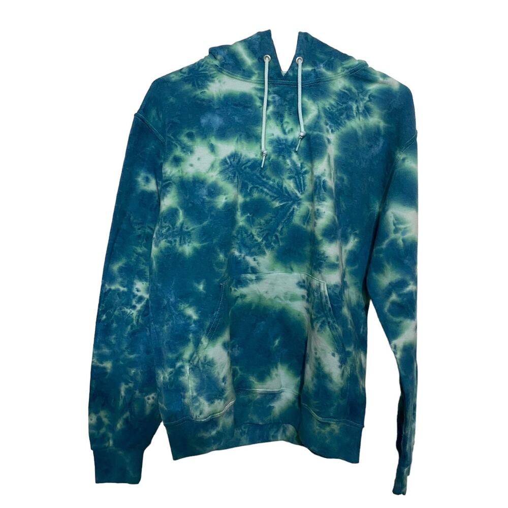Artist Union Women's Hoodie Sweatshirt Small Tie Dye Teals Cotton Blend